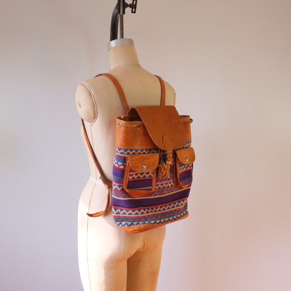 vintage leather backpack | vtg bohemian backpack main image 12